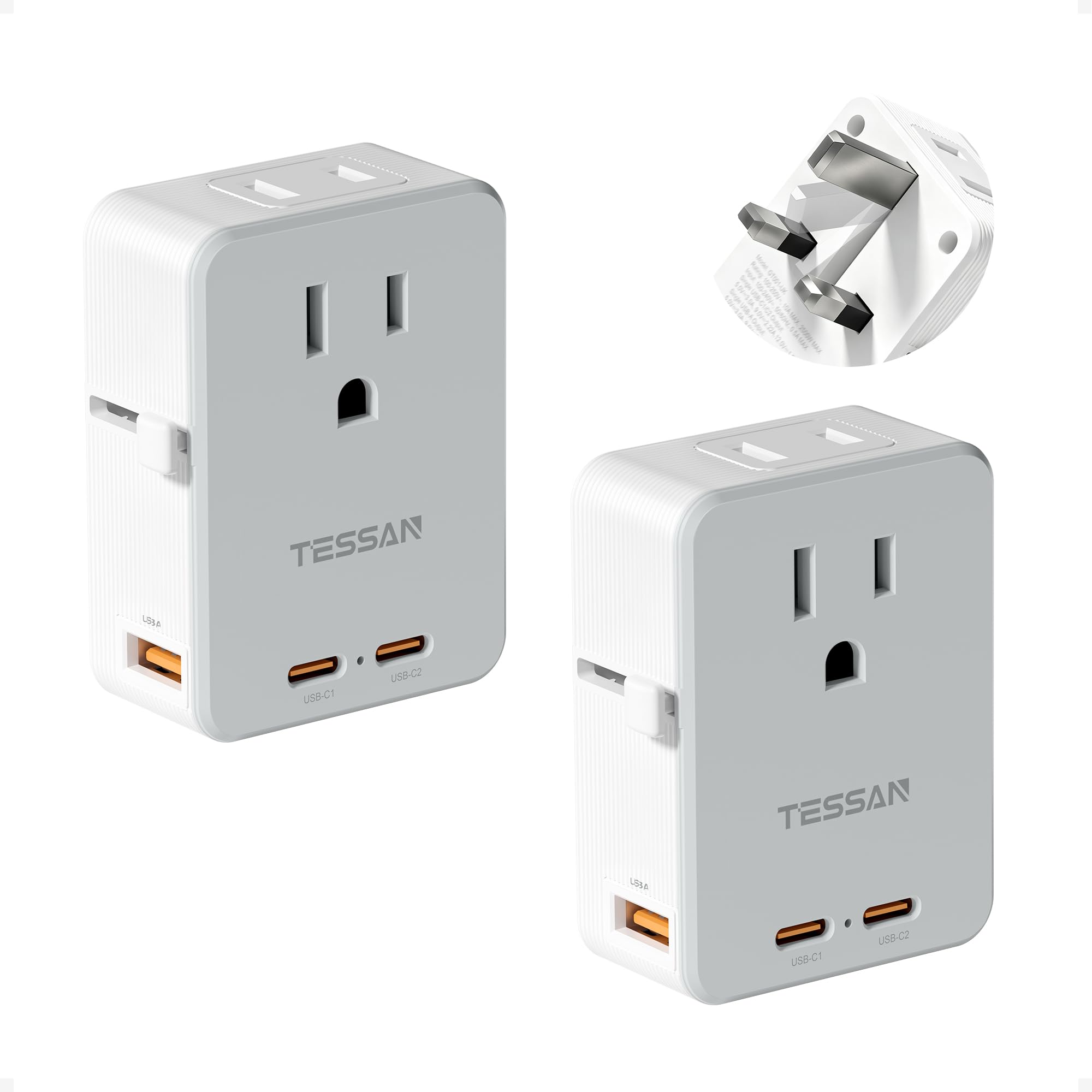 TESSAN Foldable UK Adapter