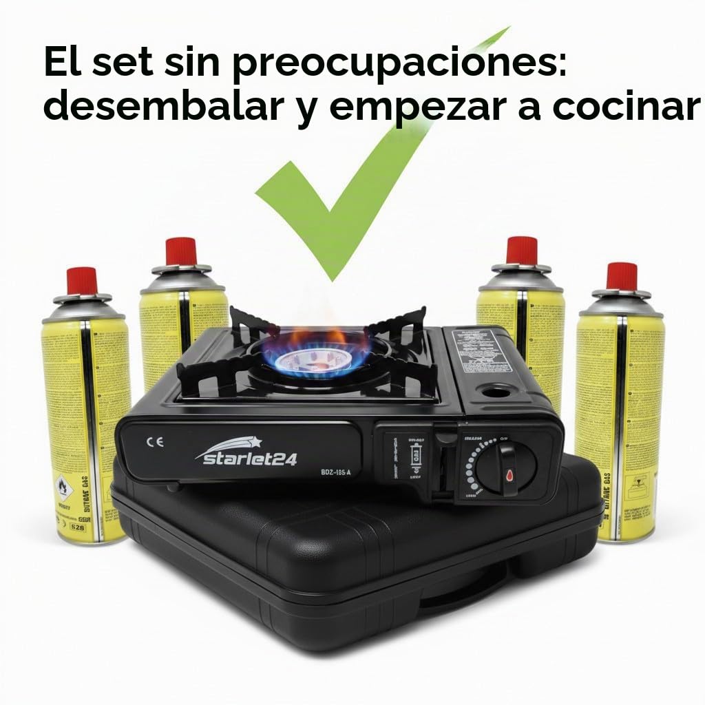 Starlet24 - Hornillo de Gas Compacto para Camping