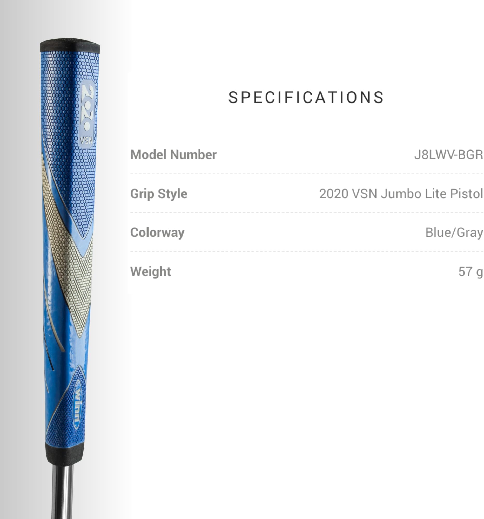 Winn Grips Winn Excel 2020-VSN Vision JumboLite Pistol Golf Putter Grip Blue, Blue/Gray