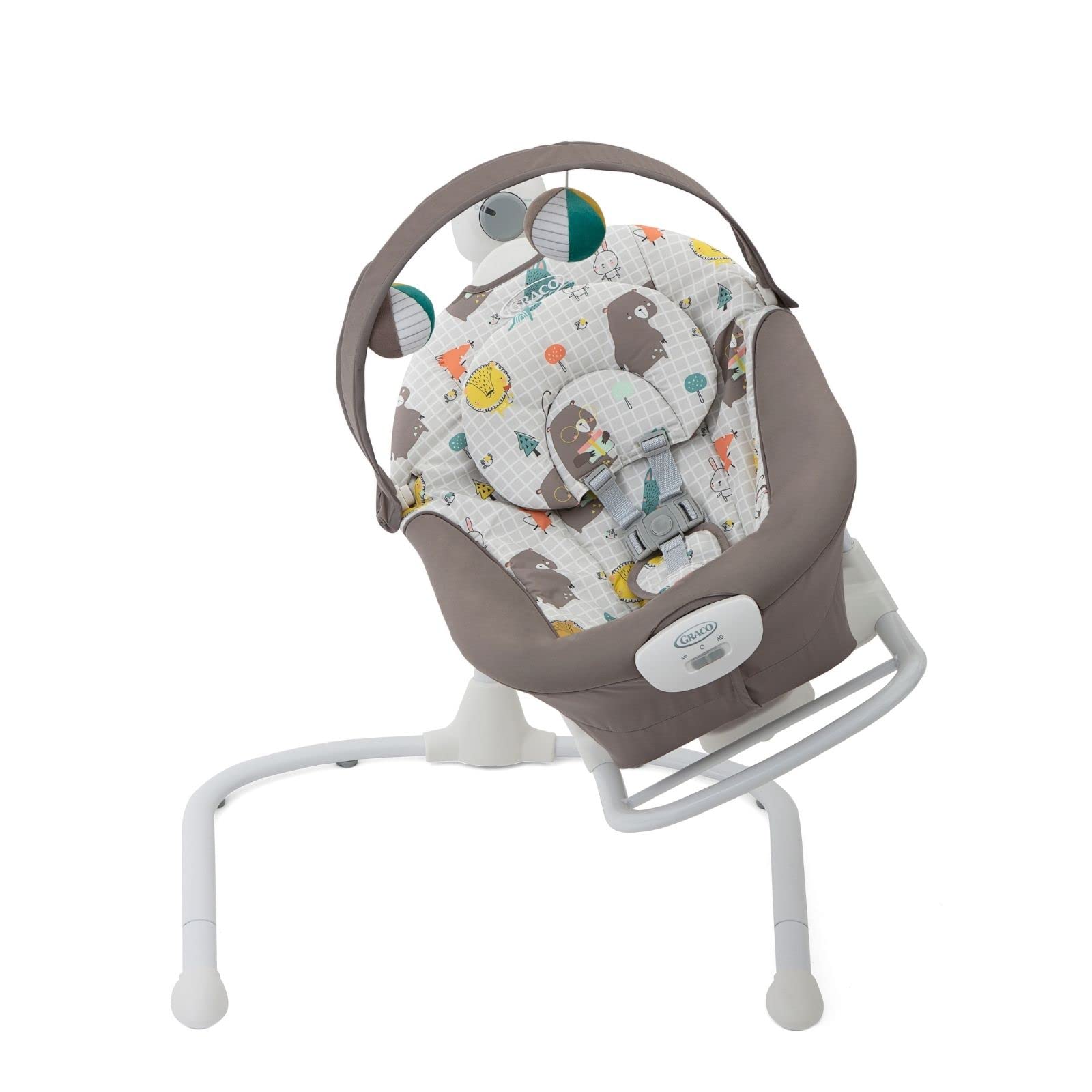 Graco - Duet Sway, Sdraietta a dodondolo 2 in 1, velocità di oscillazione regolabili, reclinazione a 3 posizioni, dondolo portatile, dalla nascita a circa 6 mesi (9 kg),fantasia Bear Tales
