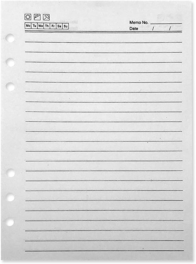 Bonniee Back to School Refillable Paper for Diary Notebook A5 Size(21 x 14cm) Filler Paper, 6-Hole Punched, Loose Leaf Papers,100 Sheets/Pack (Notebook Refillable Paper)
