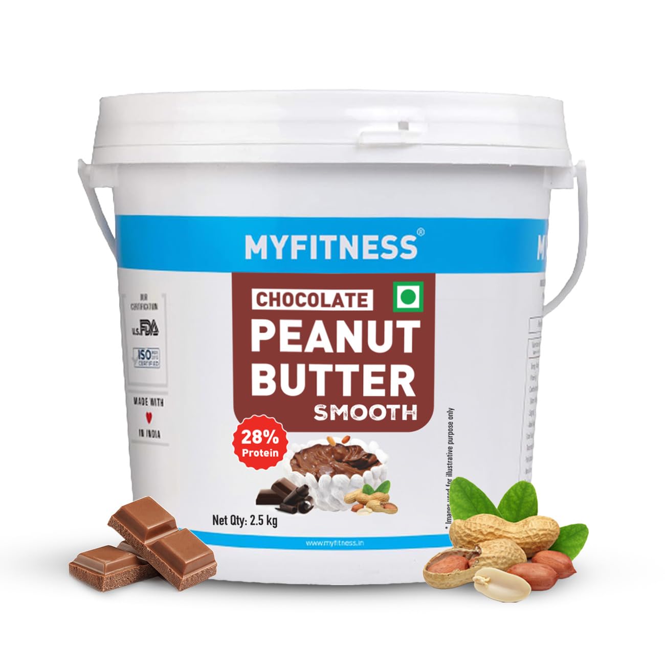 MYFITNESS Peanut Butter Chocolate Spread Smooth 2.5kg | 22g Protein & 6g Fiber | Tasty & Healthy Nut Butter Spread for Breakfast, Snacks | Cholesterol Free | Zero Trans Fat | Creamy Peanut Butter
