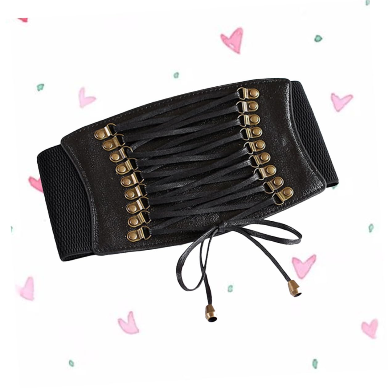3piezas Cinturón Elástico De Pu Para Mujer Borlas Accesorio De Moda Para Falda y Cómodo Negro