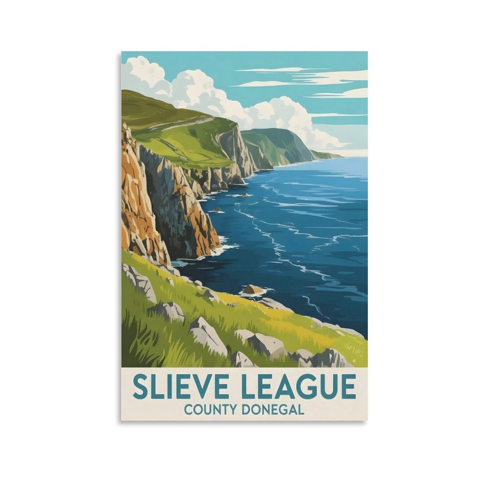 EZMLFA Diamond Art Kits Adults,Slieve League,5D Dimond Picture, Crystal Gem Art Crafts for Boys Girls, DIY Mosaic Creations Set for Home Decor 30x40cm
