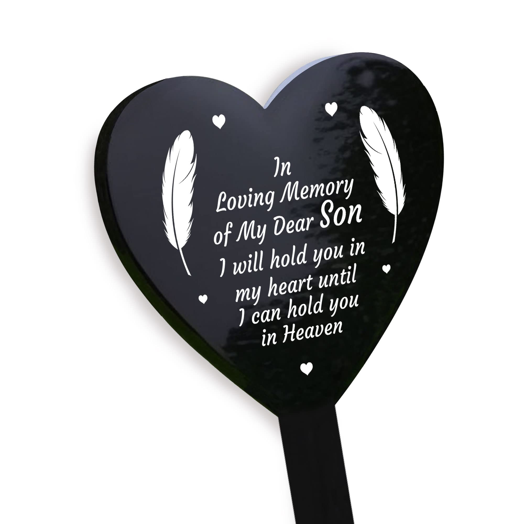 RED OCEAN Son Memorial Plaque Heart Stake Grave Marker Remembrance Gift Garden Memorial Plaque Memorial Garden Sign