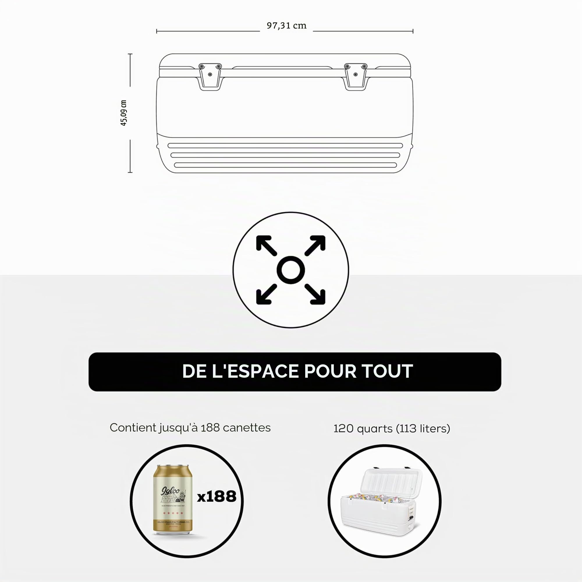 Igloo Glacière Polar 120, 114 litres, Blanche