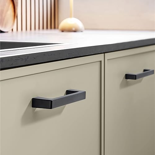 Miniatura 3 de khtumeware Paquete de 10 manijas de gabinete de cocina de 3 pulgadas (2.992 in), tiradores de gabinete de cocina color negro mate, tiradores de