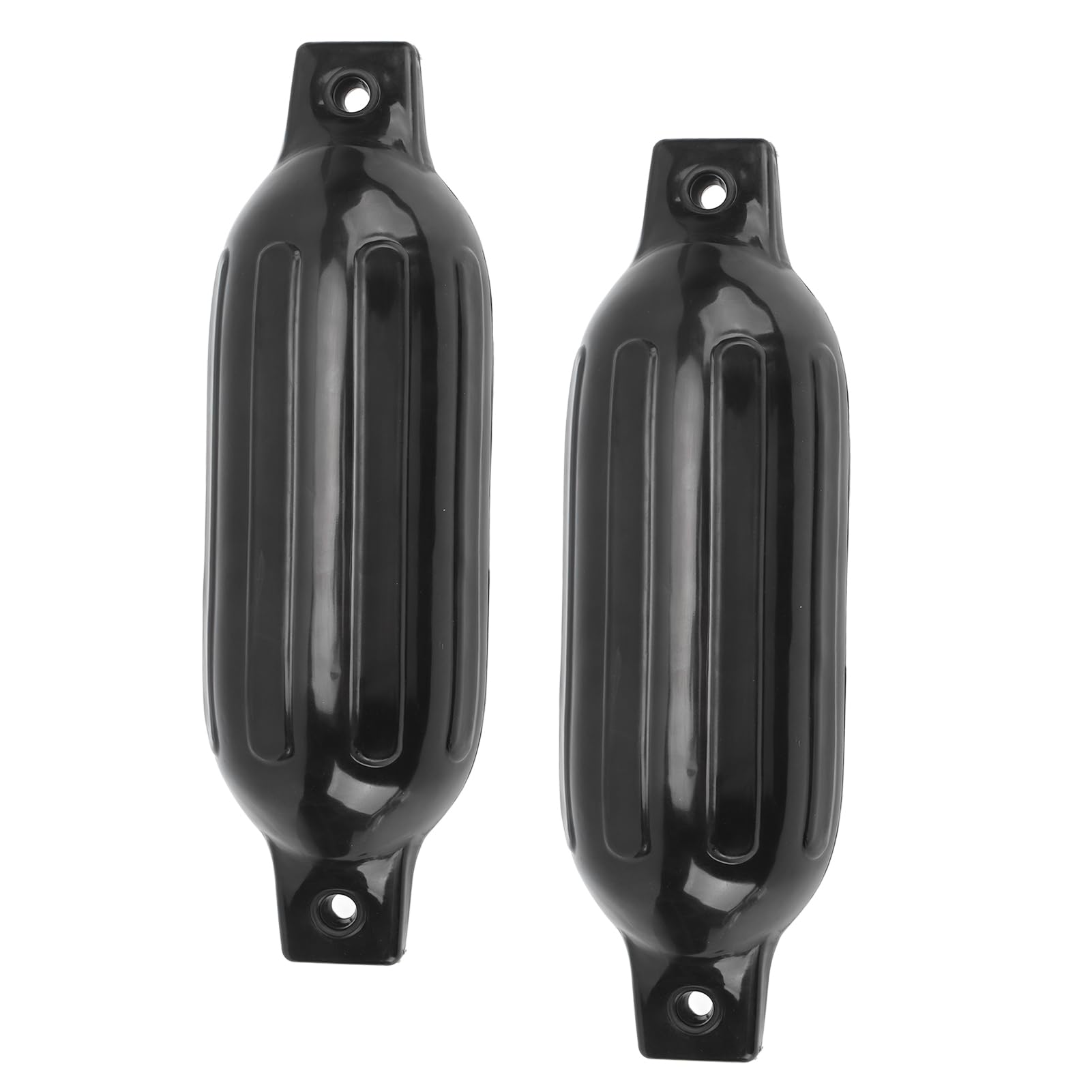SIXRUN Defensas para Barcos, Paquete de 2, 5.5 X 20 Pulgadas, PVC Negro, Defensas Marinas para Muelles con Forma Ovalada y Doble Orificio para Yates, Barcos de Pesca y Muelles de 16 a