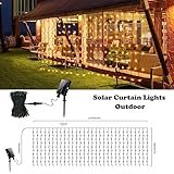 CERIAL 4M X 1M Icicle Lights Christmas Fairy Lights, 200LED Curtain Light Waterfall Wall Light Solar Icicle Light Christmas Outdoor,Green Wire with Remote,Waterproof for Gazebo Balcony,Warm White - Image 7