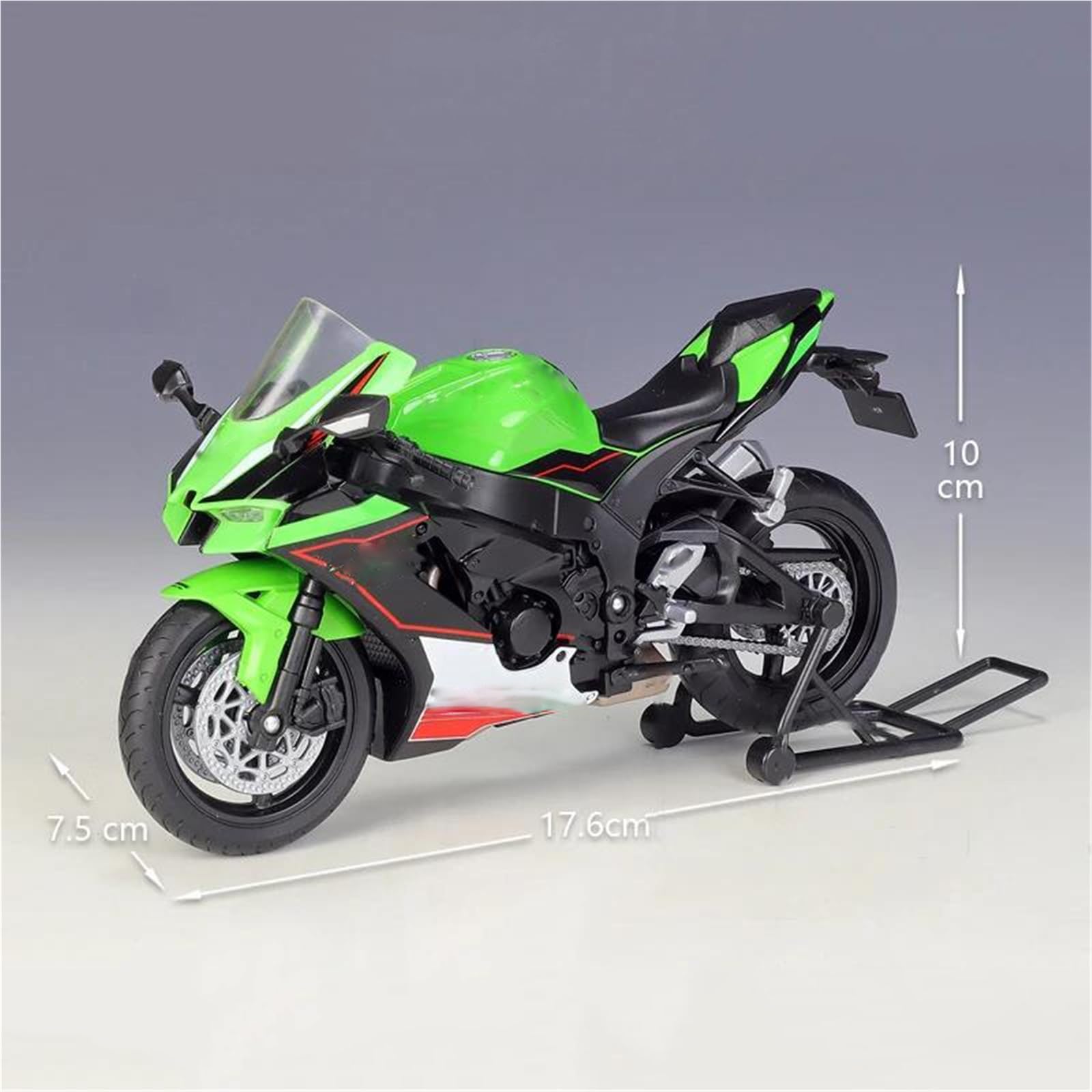Modelo a Escala de Moto Juguetes De Motocicletas Todoterreno 1:12 para Kawasaki para Ninja ZX10R Serie Mini Moto Colección Maquetas(Nero)