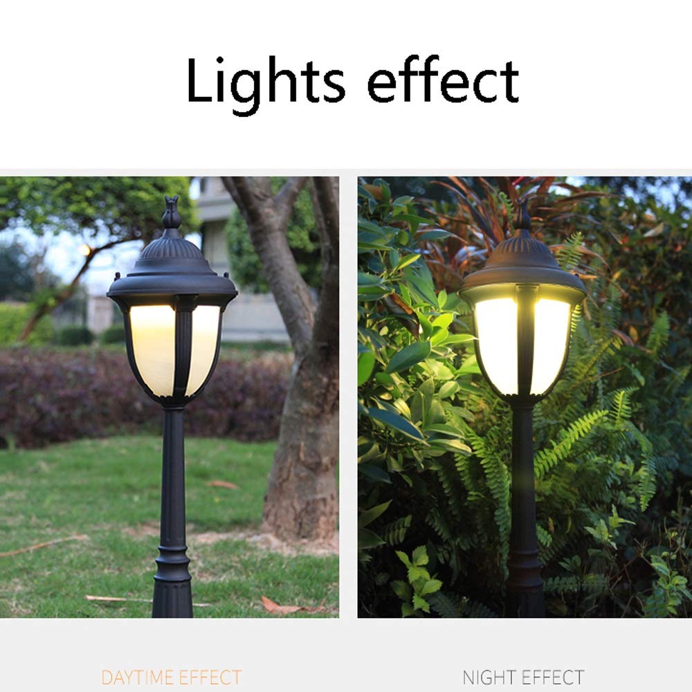 Lampadaire d'extérieur en verre noir - Hauteur : 77 cm - Étanche IP33 - En aluminium moulé sous pression - Pour jardin, communauté