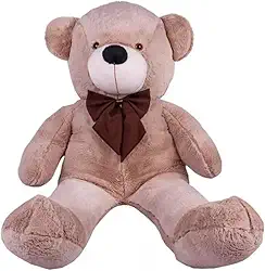 Urso de Pelúcia Gigante com Laço Personalizado, 90 cm, Macio, Teddy (Urso Avelã com Laço Tabaco)