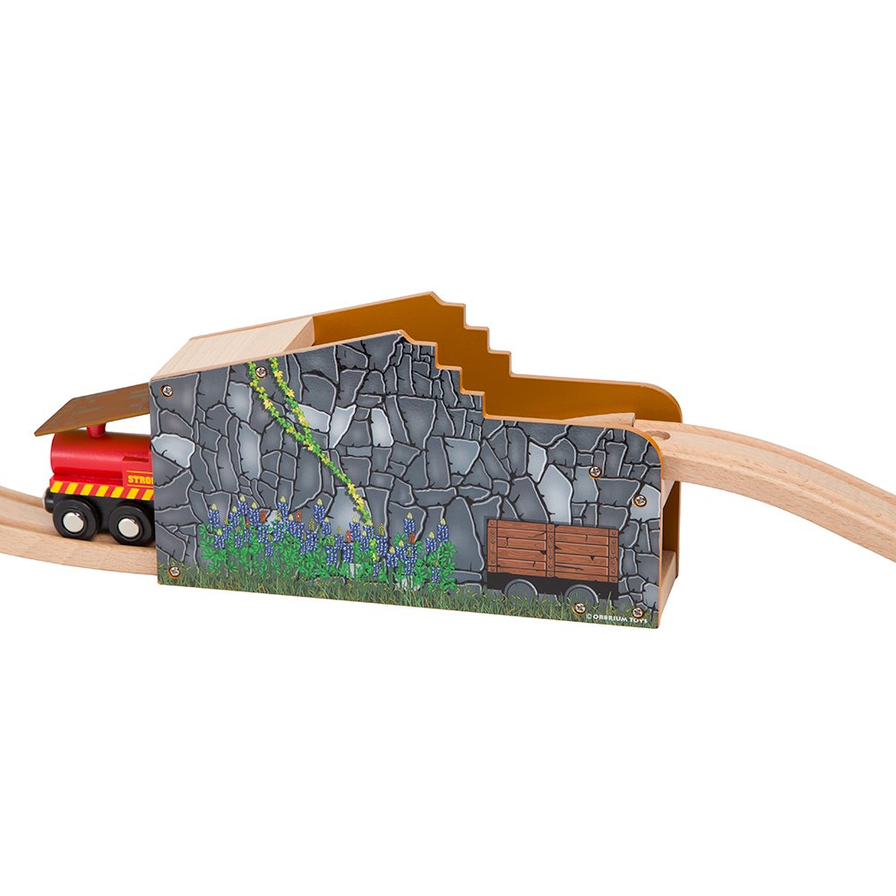 Túnel secreto de la mina de madera compatible con los principales sistemas ferroviarios de madera, incluyendo Thomas Brio Chuggington Melissa & Doug Imaginarium Set 2