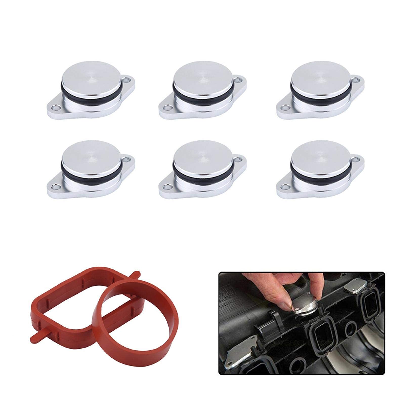 Swirl Flap, 6 x 33mm Swirl Flap Blanks Bungs Kit Guarnizioni di Aspirazione, Vuoti Tappi di Aspirazione Guarnizioni Kit per 320d 330d 520d 525d 530d 730d