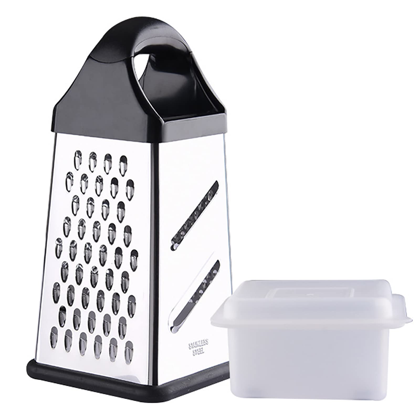 Grattugia per Formaggio, grattugia in Acciaio Inox, grattugie per spezie a 4 Lati con Manico, affetta, sminuzza, grattugia Verdure, Zenzero, Patate, grattugia Portatile per Alimenti, gratt
