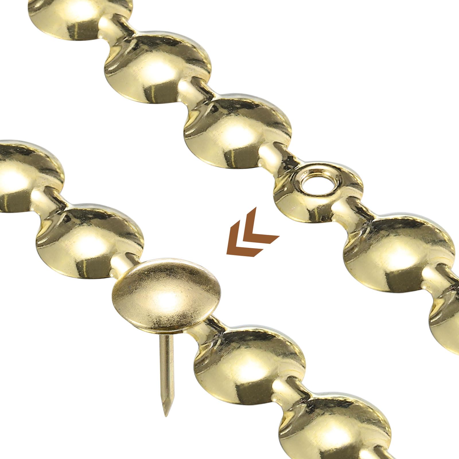 QUARKZMAN 15pz Strisce Chiodi per Tappezzeria, 1 Metro Bordi Decorativi Luccicanti per Divano Testiera Sedia Mobili con Chiodi per Tappezzeria (11mm Oro)