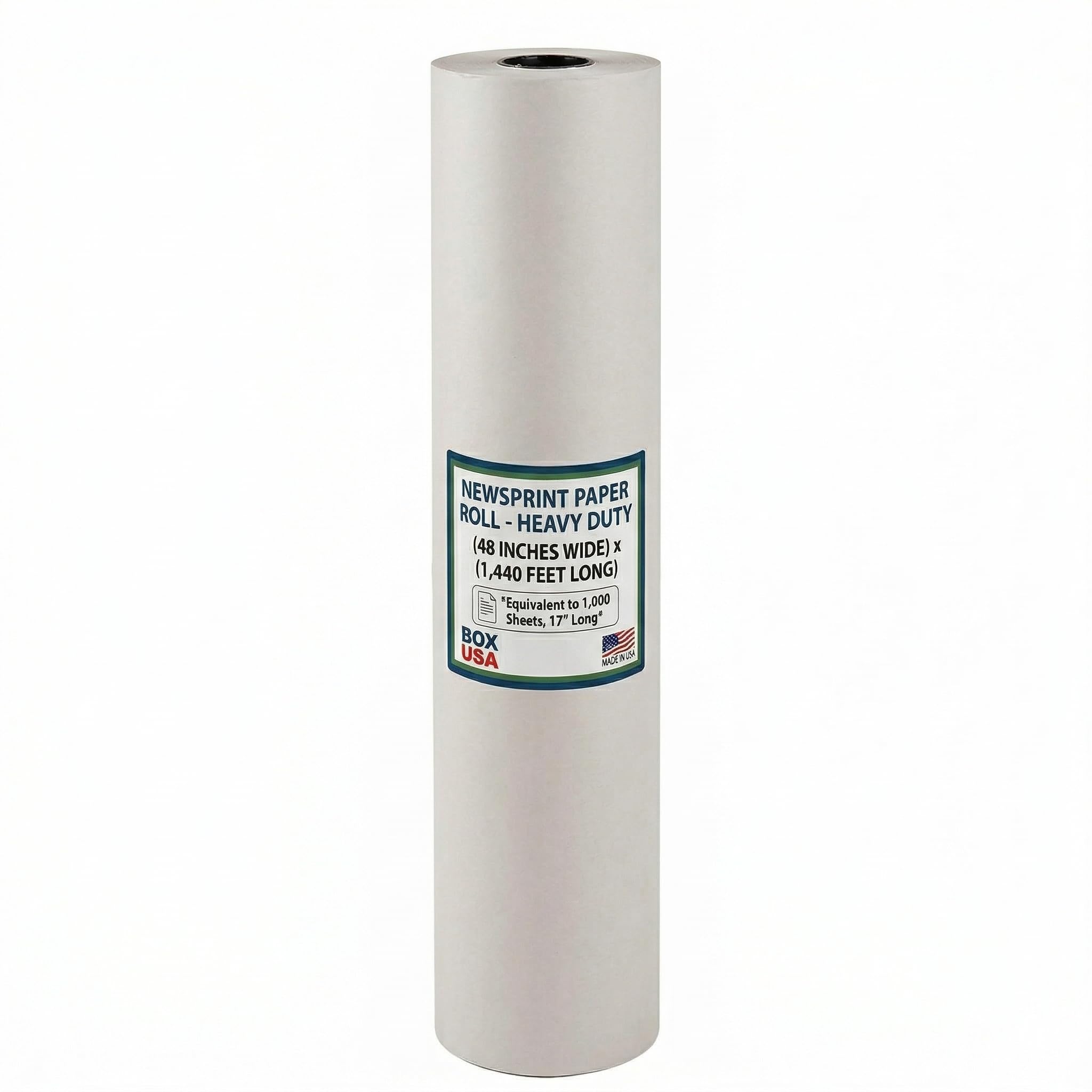 BOX USA White Newsprint Paper Roll 48x17280" (1440'), Recycled for Packing