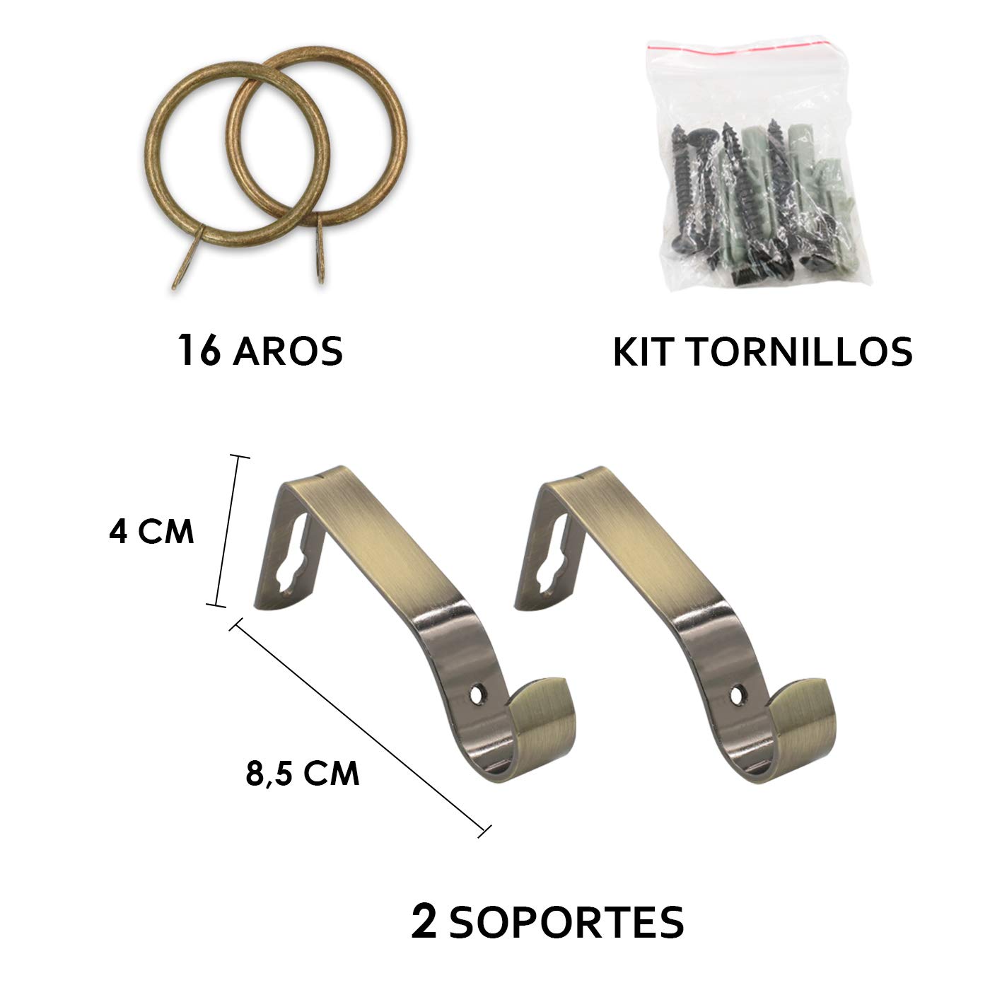 Barra Sencilla Forja Universal Extensible,Barra de Cortinas Decorativa Extensible de Acero (Dorado, 120-210cm Taza)