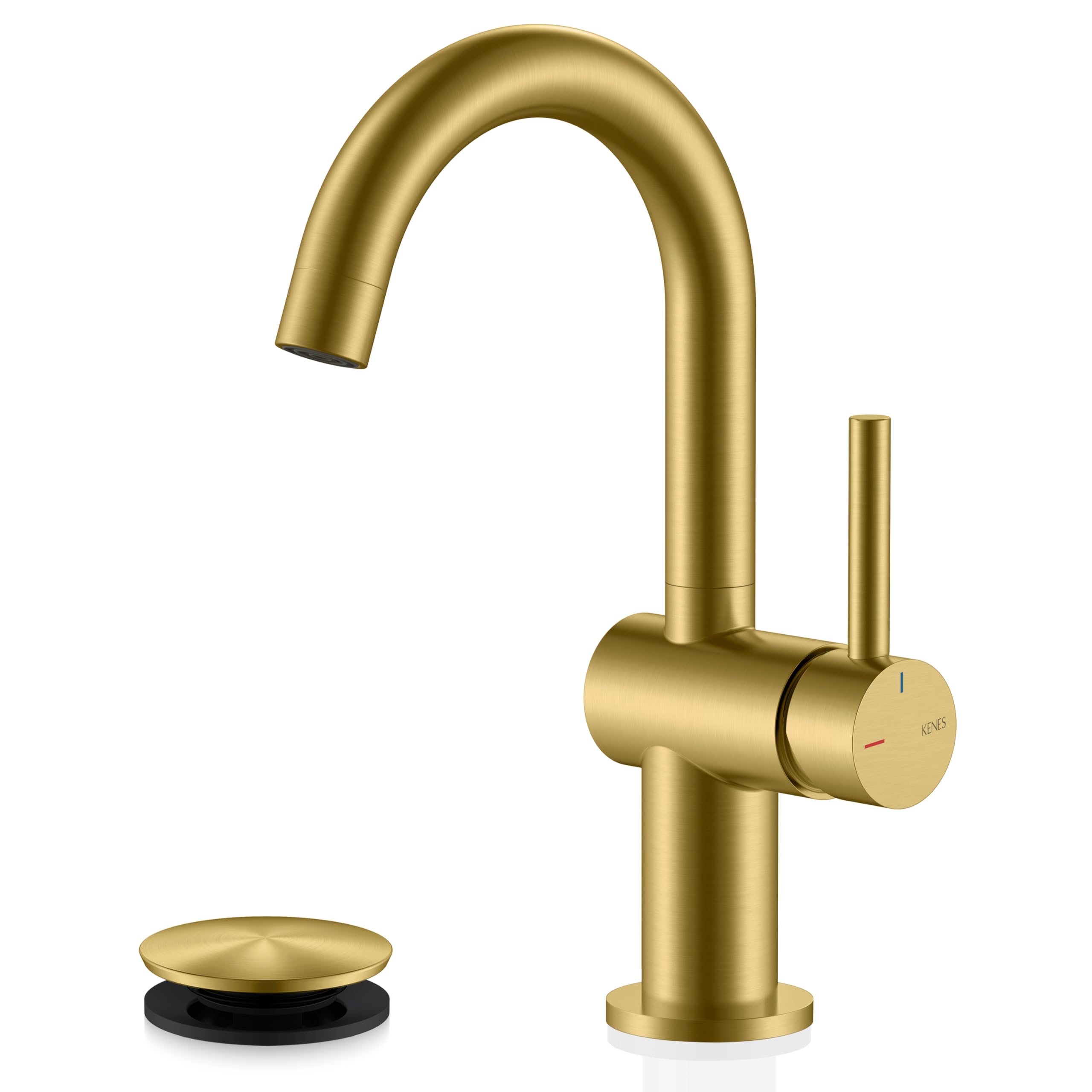 KENES Brushed Gold Single Handle Bathroom Faucet Modern Prep Wet Bar ...