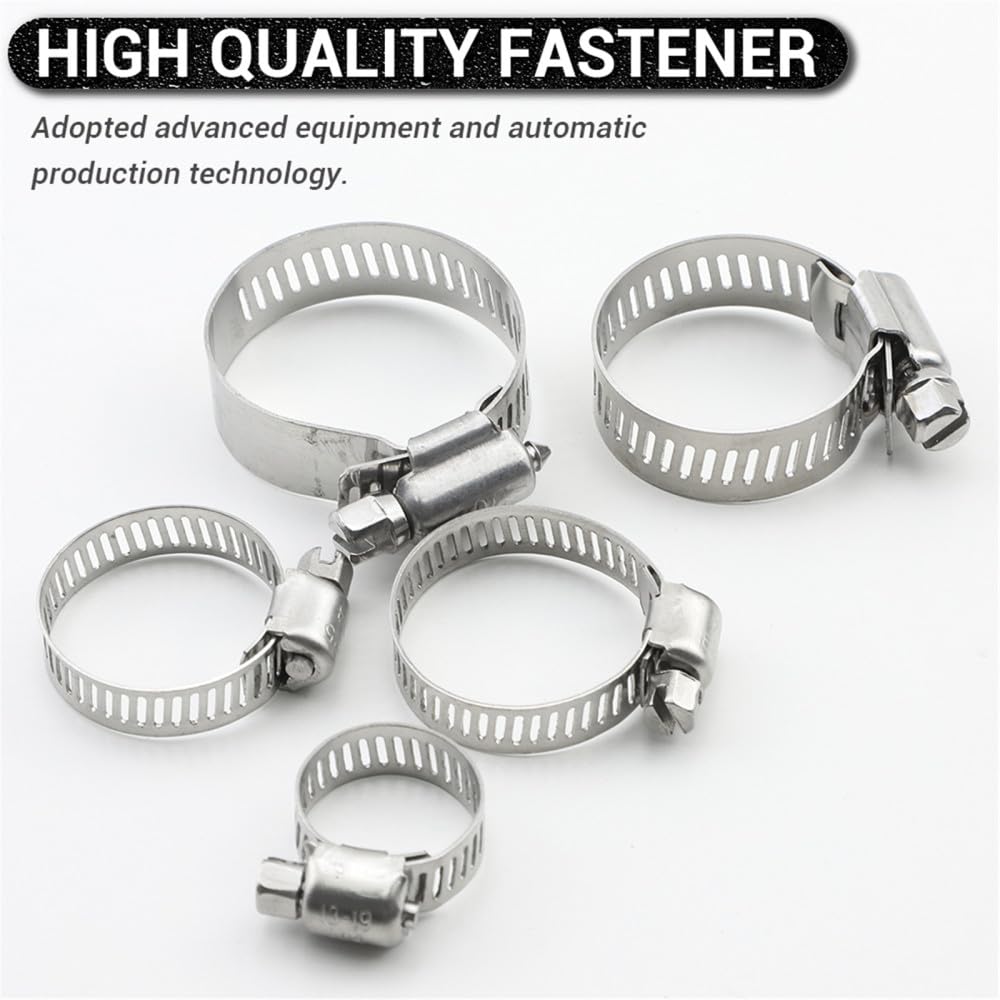 80 Stück Schlauchschelle, verstellbar, 8–44 mm, Schneckengetriebe-Schlauchschelle für Wasserleitungen, Sanitär, Automobil, mechanisches Clip-Reifen-Sortiment-Set, 80 Stück