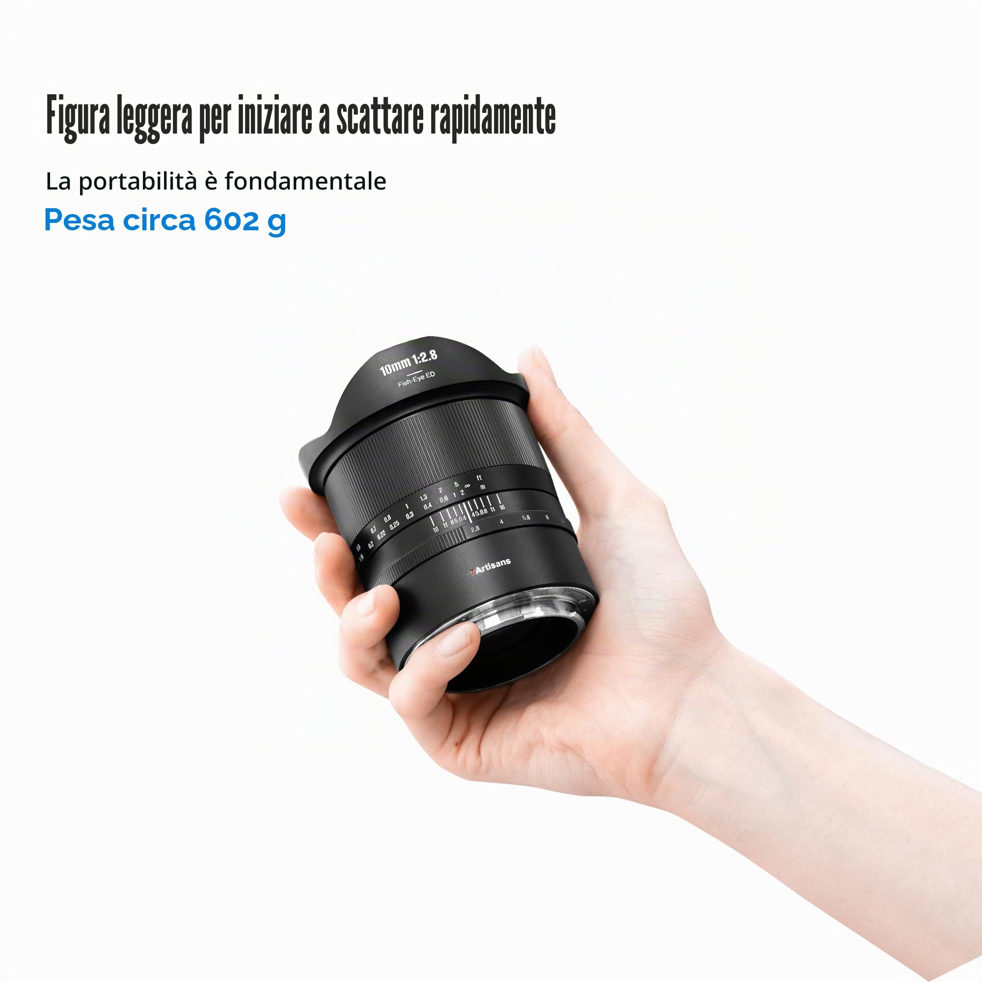 7artisans Obiettivo F2.8 II Full Frame ultra grandangolare Fisheye da 10 mm con messa a fuoco manuale a 185° per fotocamere mirrorless Nikon Z-Mount Z7II/Z6II/Z5/Z6/Z7/Z9