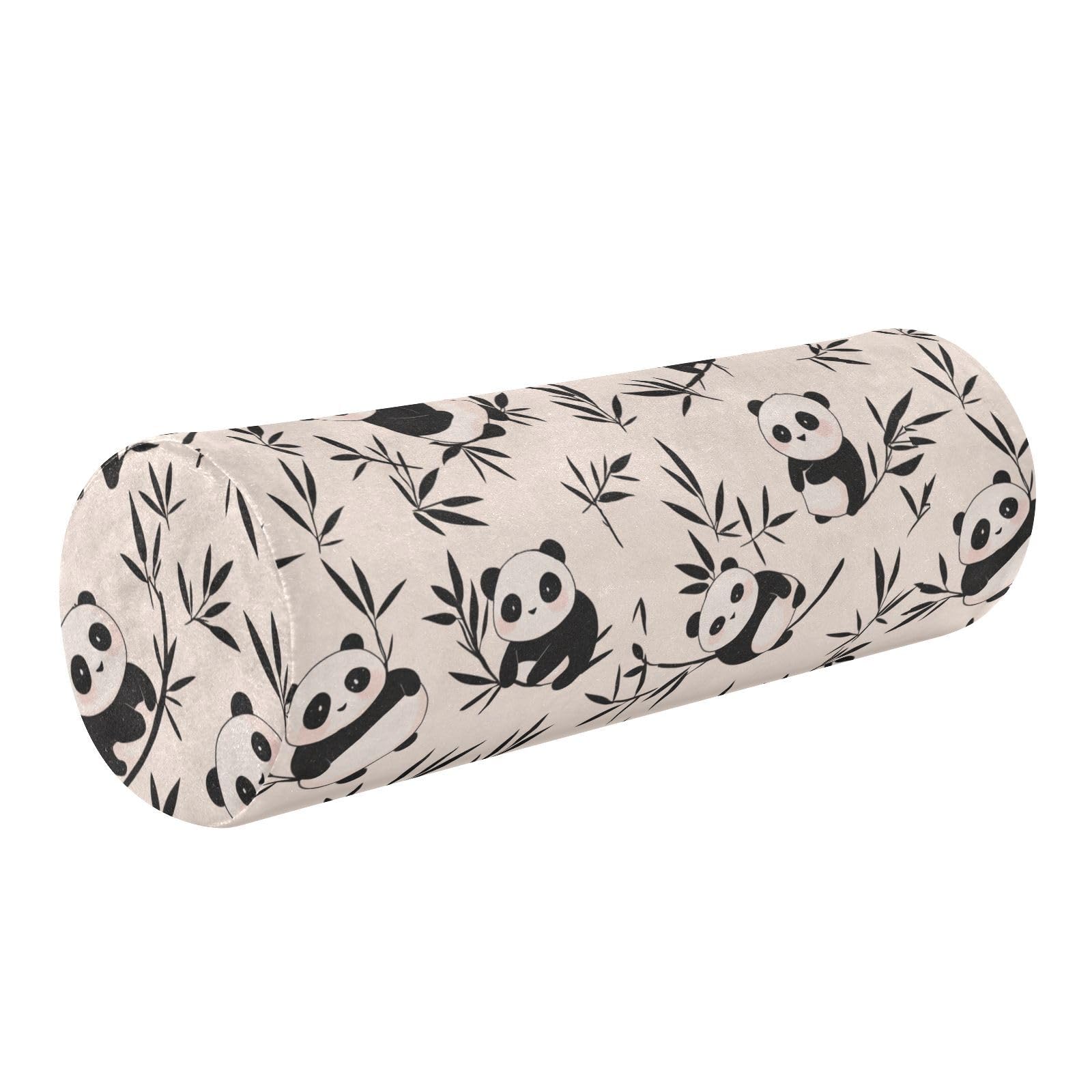 miaozhen Cute Animal Panda Beige Cylinder Pillows Sleeping Cylinder Pillows for Bed almohada para columna 5.5''x17''