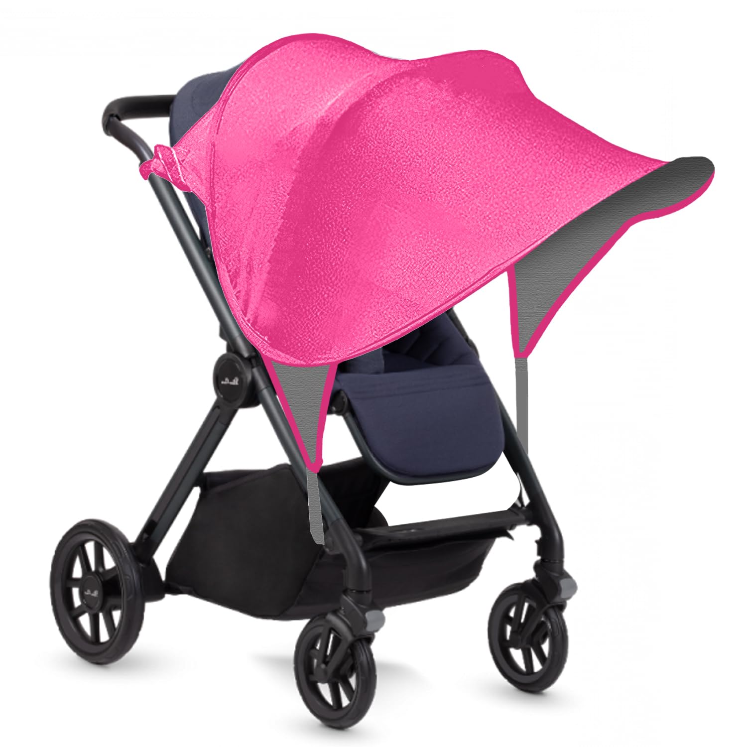 Pram Sun Shade Cover,UPF50+ Universal Baby Sunshade,Foldable Baby Stroller Sun Shade Pushchair Awning,Breathable Pram Sun Shade,Stroller Sun Shade Canopy for Pushchair,Buggy,Stroller (Black) — view 8