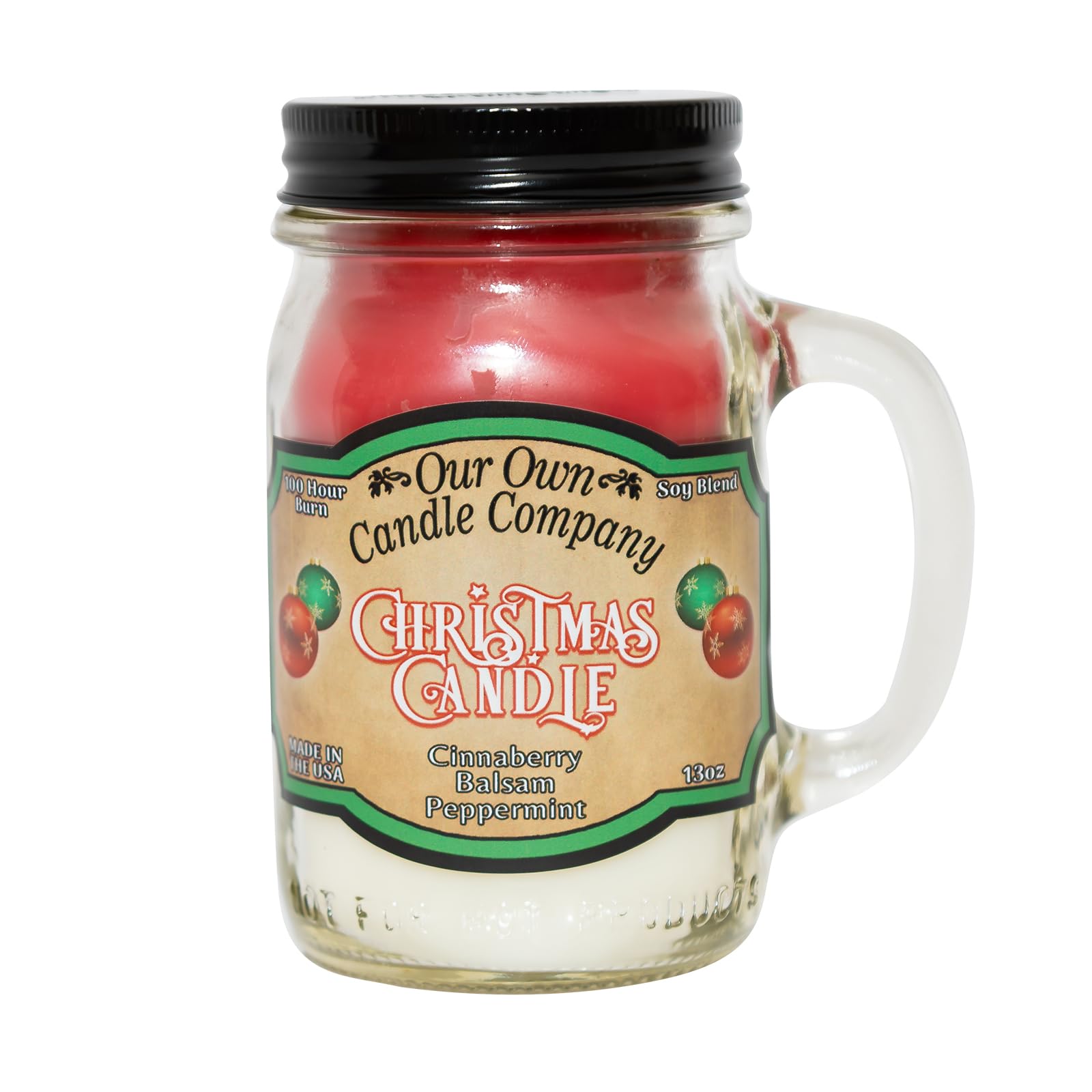 Our Own Candle Company, Christmas Triple Scented Mason Jar Candle, 100 Hour Burn Time, 13 Ounces