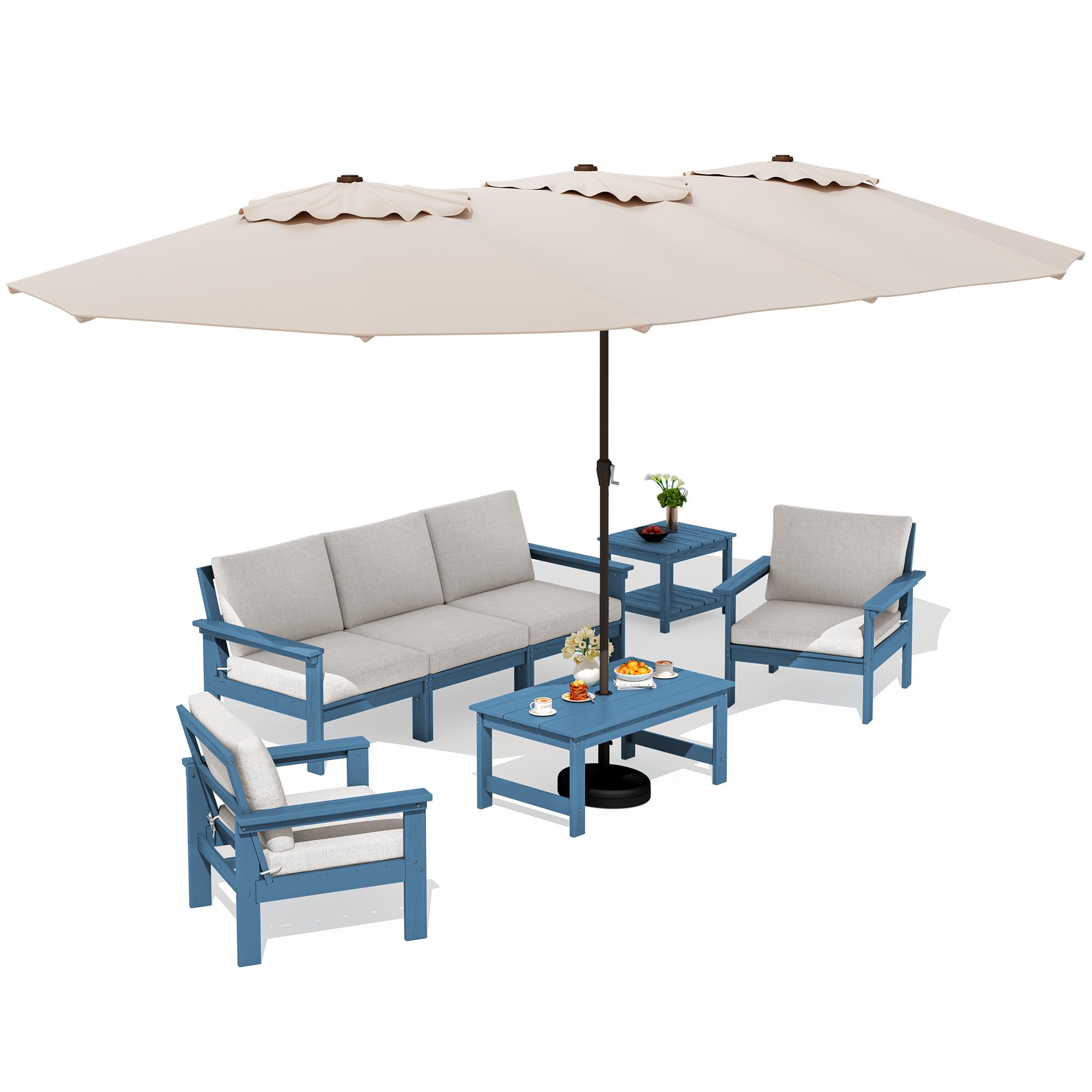 SERWALL HDPE Outdoor Patio Furniture Set Outdoor Couch