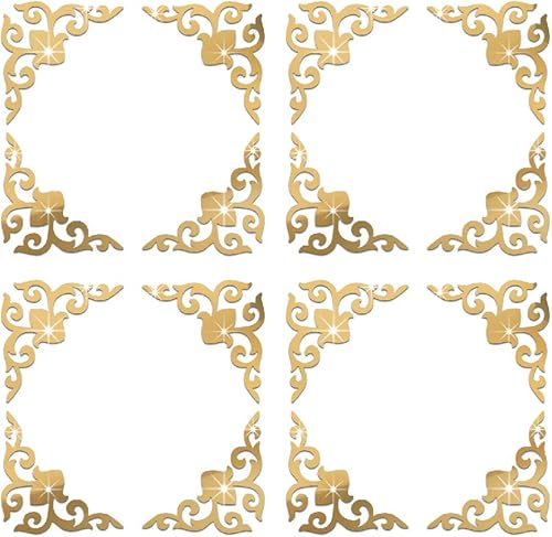 funlife 16 calcomanías de espejo de pared autoadhesivas huecas, sin vidrio, espejo acrílico pequeño para decoración de pared de gabinete del hogar,