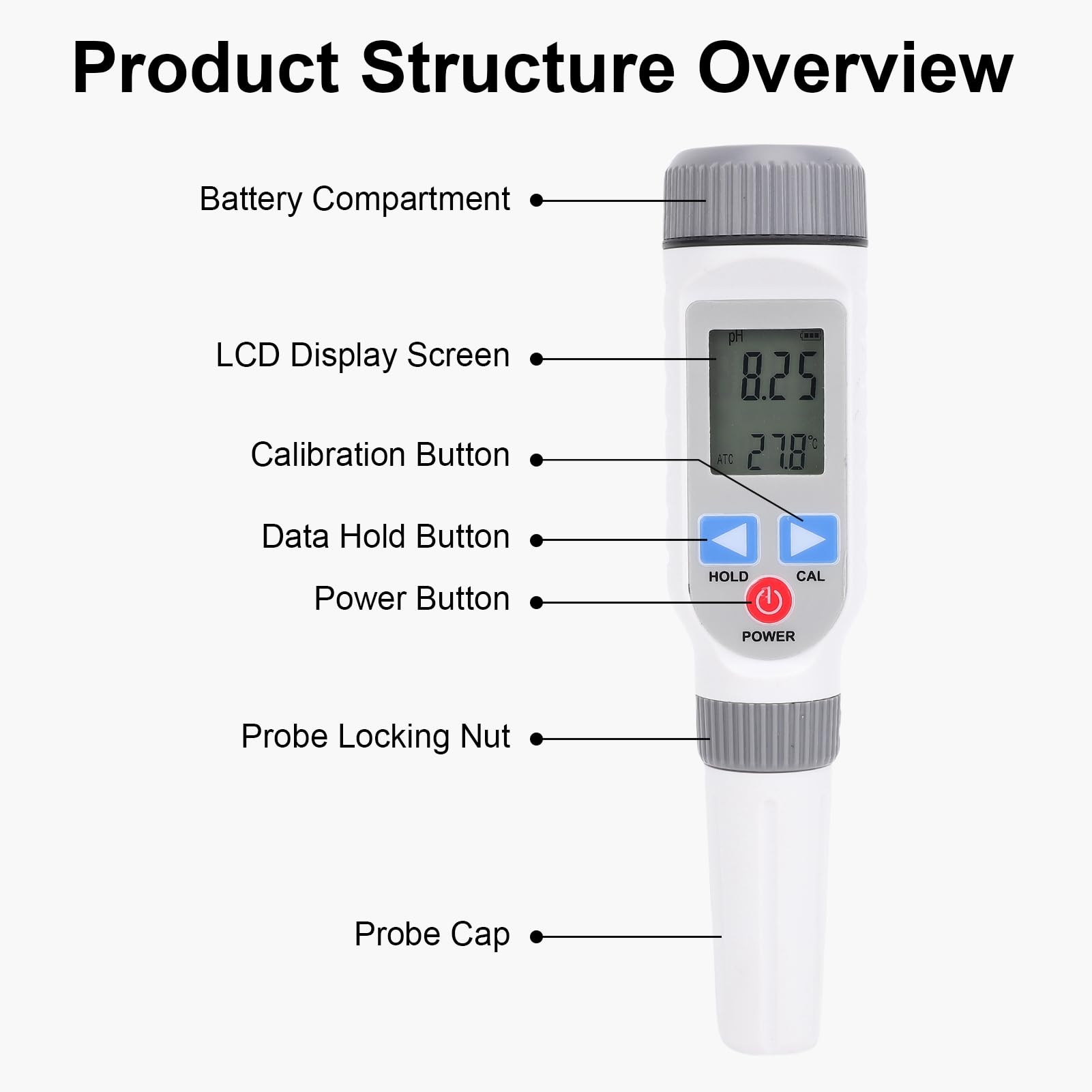 Tester PH Preciso a Penna con Spegnimento Automatico e Compensazione della Temperatura per Test PH della qualità Dell'acqua, Misuratore Portatile per Lavoro Campo e Uso di Ricerca
