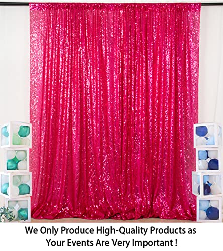 ShinyBeauty Sequin Backdrop Curtain Fuchsia 8FTX10FT Sequence Fabric Curtains Baby Shower Photo Booth Backdrops Hot Pink Shimmer Photography Background for Wedding Party Prom Reception Supplies
