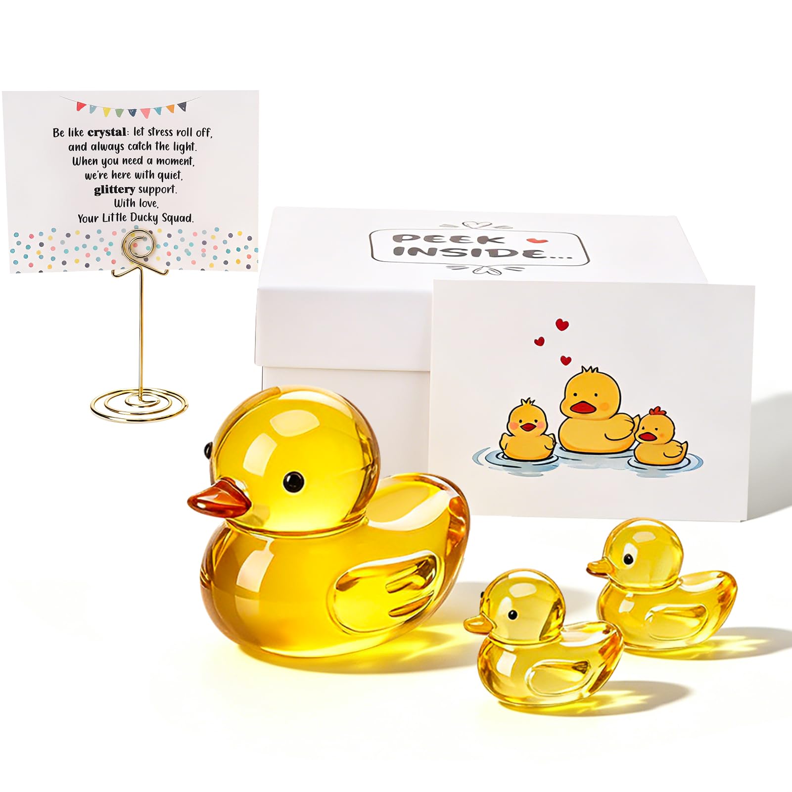 saerryor 3Pcs I Love You Gift for Her Him Crystal Duck Gift Set