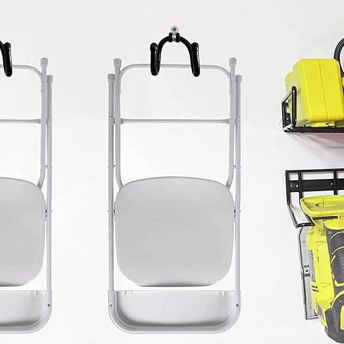 Miniatura 4 de Paquete de 4 estantes de almacenamiento para sillas, organizador y colgador de sillas plegables montadas en la pared, organizador de herramientas de