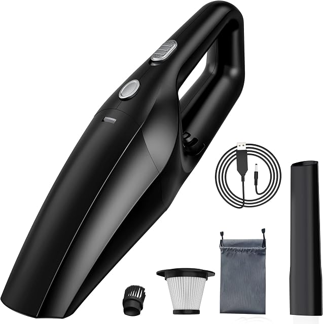 TEMOLA TS10 Car Vacuum Cleaner Cordless, Mini Hand Held Car Vacuum Cleaning Kit for Car Home Office Interior Detailing, Portable Handheld Vacuum Cleaner Rechargeable with HEPA Filter