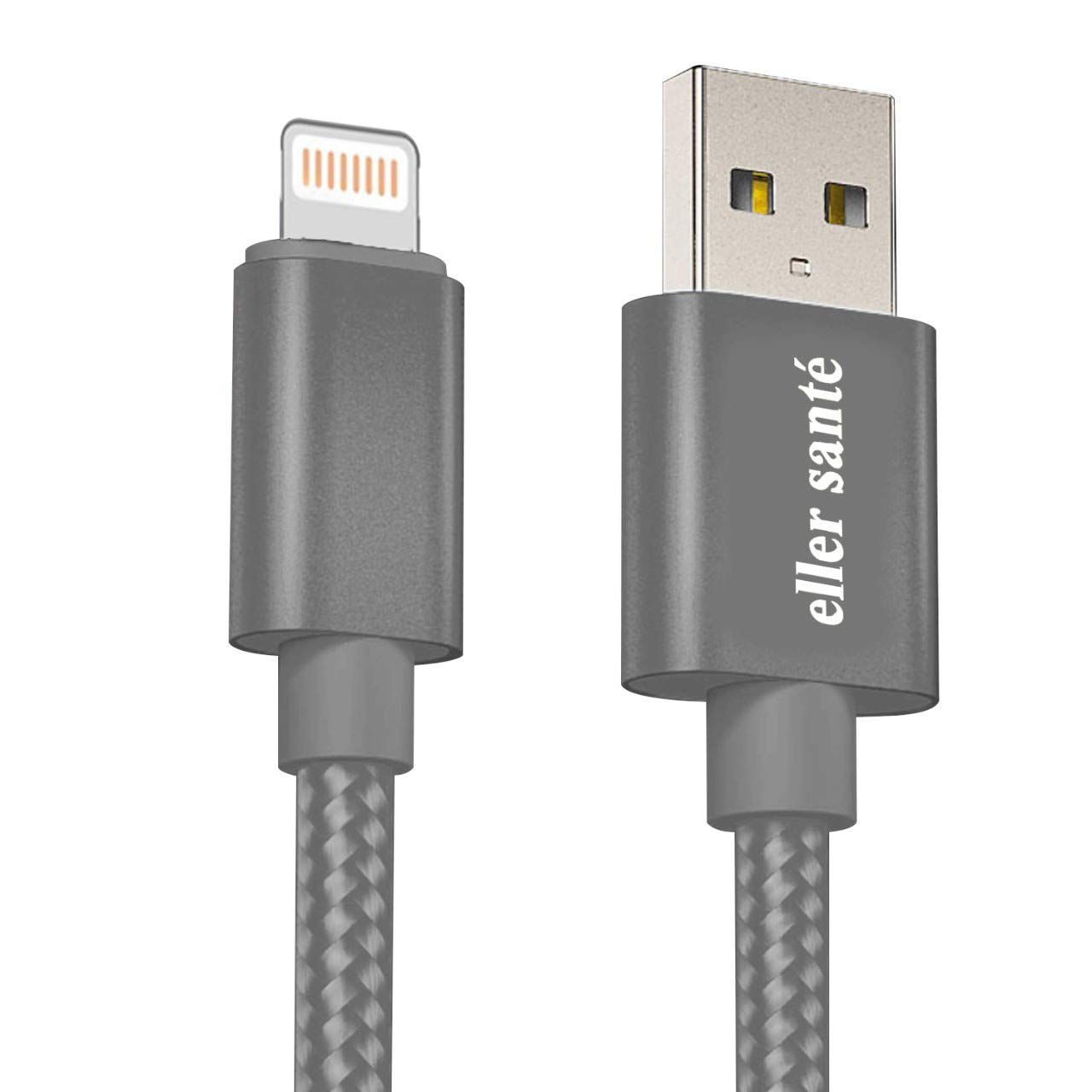 eller santé® Swadesi Rugged Braided Charging Cable Compatible with iPhone, Compatible with iPad Air/Mini, iPod and iOS Devices (1 Meter) - Silver (B08DM9D3H4) Amazon Price History, Amazon Price Tracker