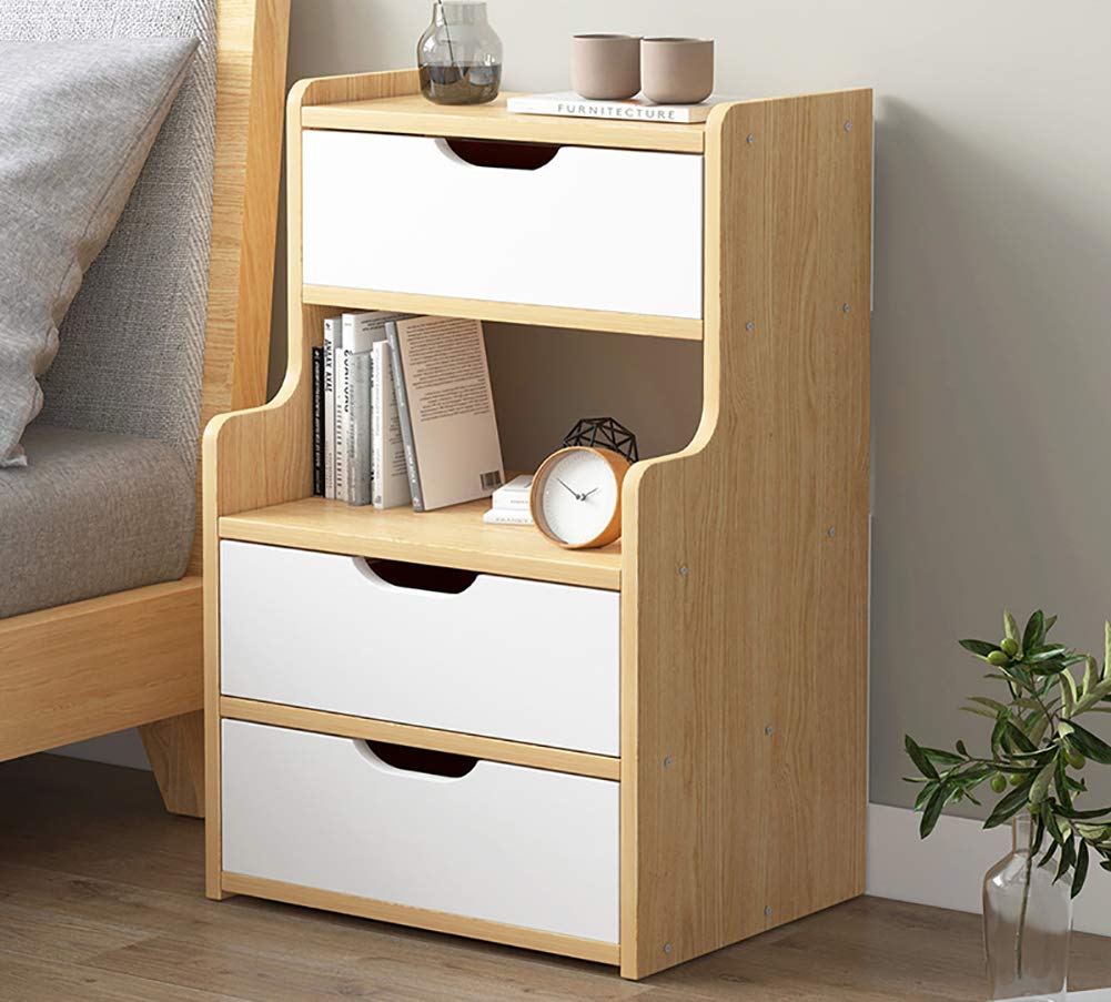 木製　サイドテーブル 引き出し付き Amazon.co.jp: 収納付きサイドテーブル、オープンコンパートメント付き