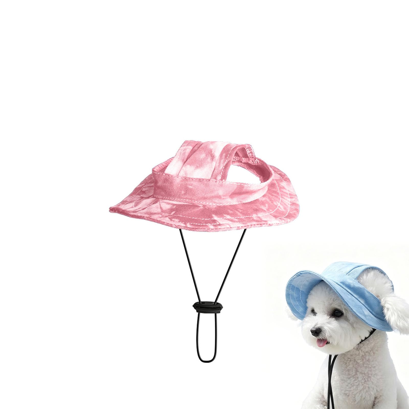 Dog Baseball Cap for Small Medium Dogs, 2026 New UV Sun Protection Dog Hat, Canvas Pet Summer Beach Peaked Cap with Ear Holes Adjustable Neck Strap (Pink, M)
