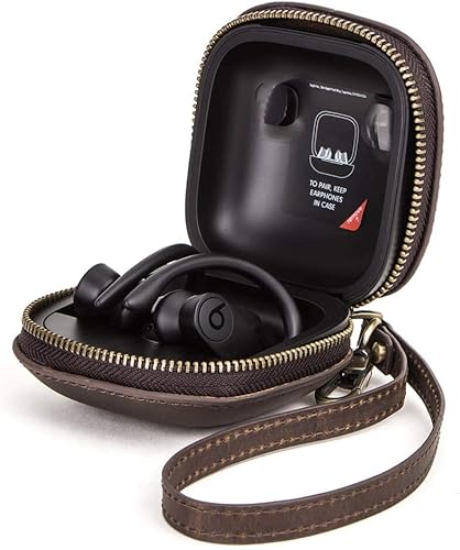 Hiram Powerbeats Pro - Funda de piel Powerbeats Pro para hombres y mujeres, funda de viaje de cuero para Powerbeats Pro (café) Hiram Powerbeats Pro - Funda de piel Powerbeats Pro para hombres y mujeres, funda de viaje de cuero para Powerbeats Pro (café)