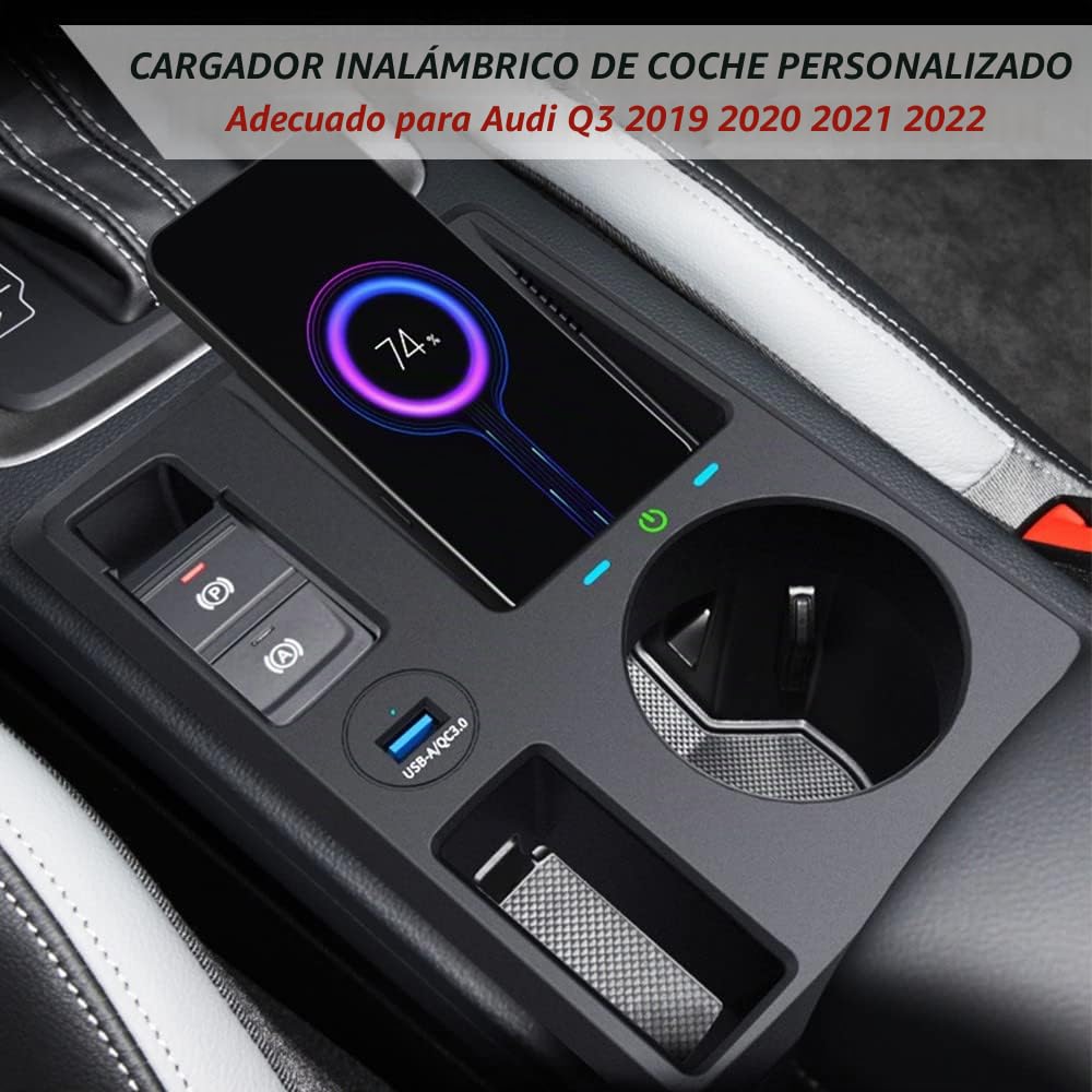Cargador Inalámbrico para Audi Q3 2019-2022/Q3 Sportback 2020-2022 Consola Central Panel, Carga Rápida Auto Teléfono Regalo para Propietarios de Audi