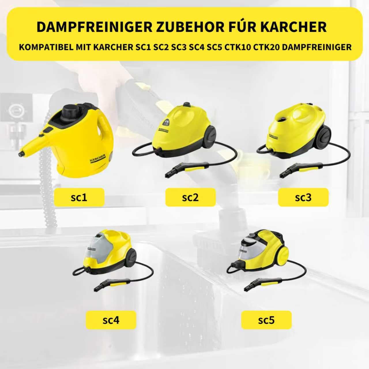 10 piezas accesorios para limpiador de vapor Kärcher Easyfix SC1 SC2 SC3 SC4 SC5 boquilla cepillos redondos juego de paños limpiador de vapor piezas de repuesto