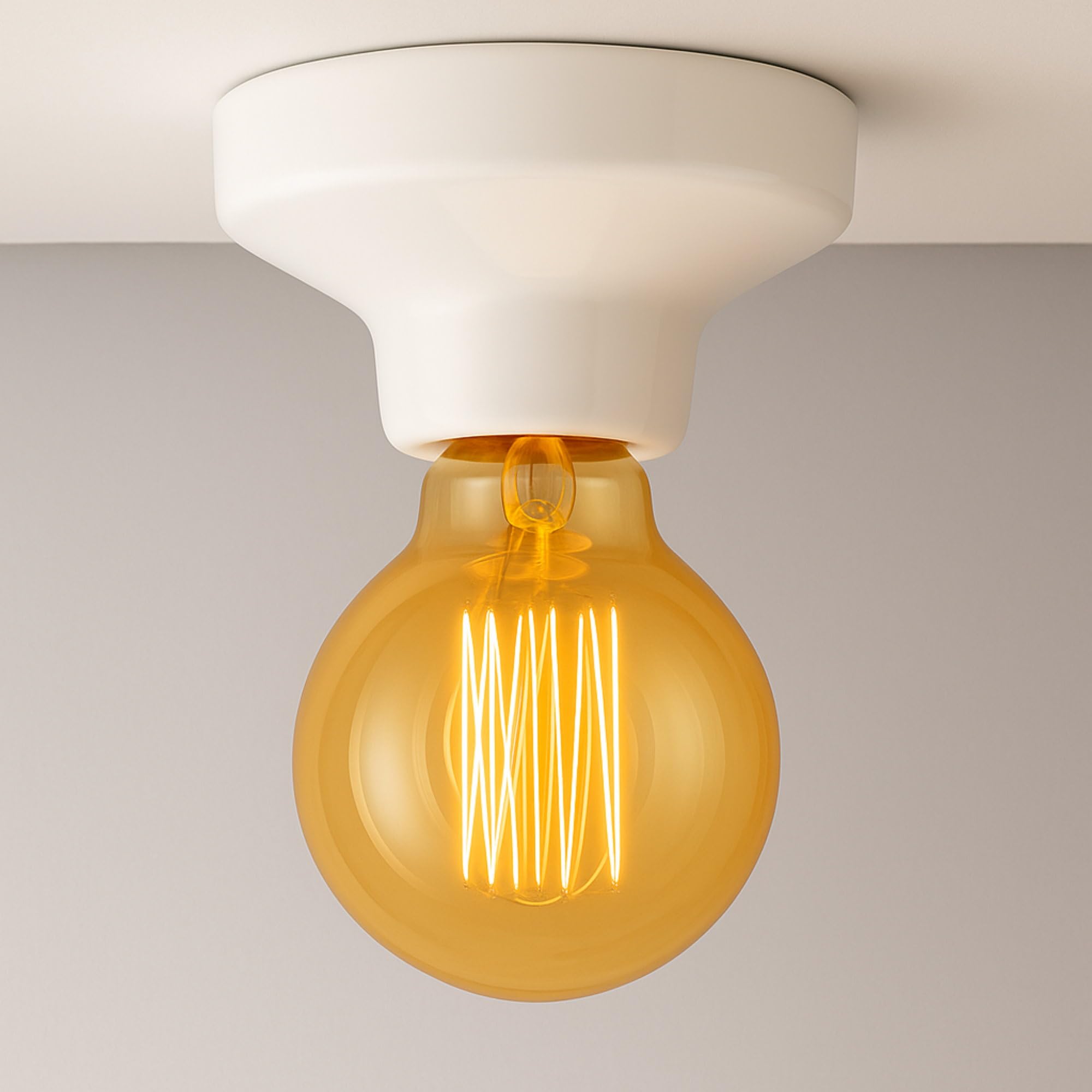 Lampe encastrable en porcelaine E27, vernis blanc