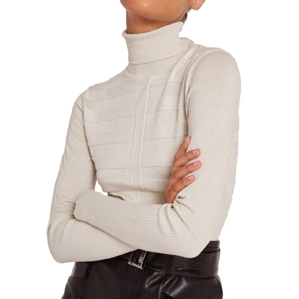 Morgan 202-mentosa Women's Long-Sleeved Turtleneck Jumper Lurex Mentosa White, White, UK 6-8