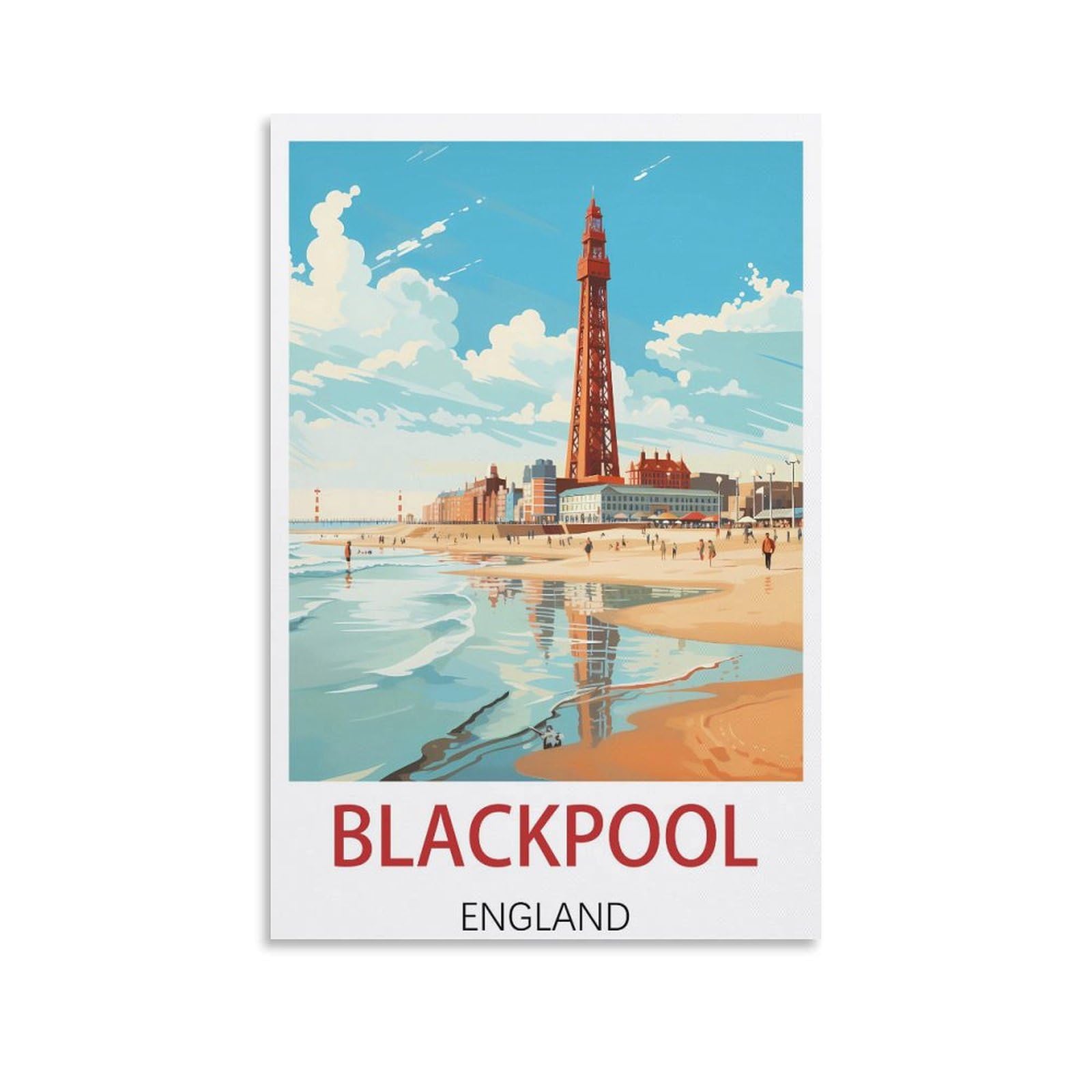 Qqlady Unframe-Style Blackpool England Vintage Travel Posters 08X12inch(20X30cm) Canvas Prints Wall Art Paintings Pictures For Living Room Bedroom Wall Decor