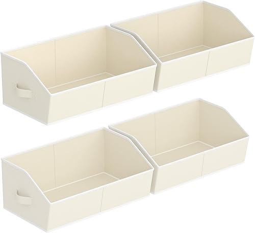 Miniatura 22 de Cestas grandes de almacenamiento – Paquete de 6 cubos de almacenamiento de armario, cestas de tela para organizar, cubos organizadores con asas