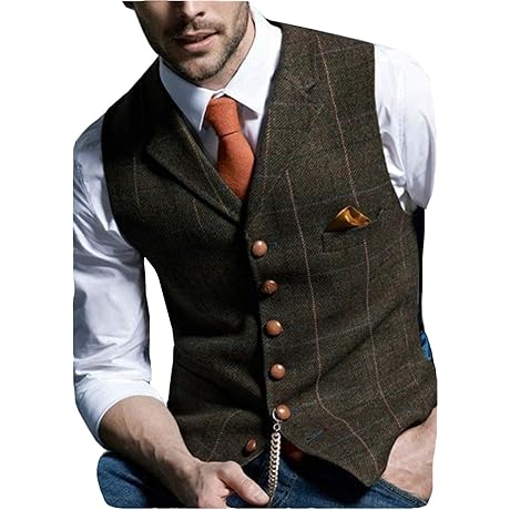 Casual Plaid Mens Striped Vest for Wedding