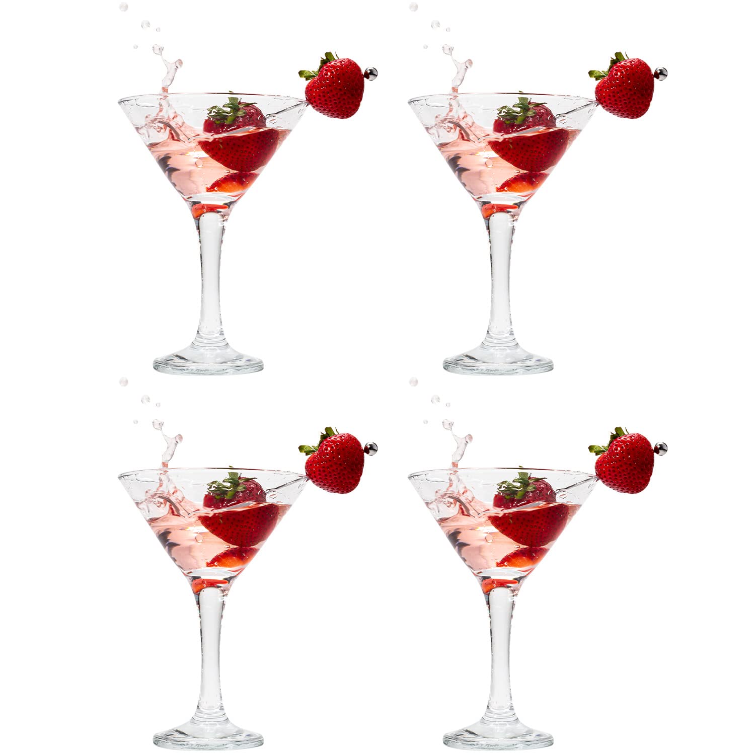 Vikko Martini Glasses Set of 4 , Crystal Clear 6 Ounce Martini Glasses with Stem, Elegant Glasses for Martini, Vodka, Cocktail