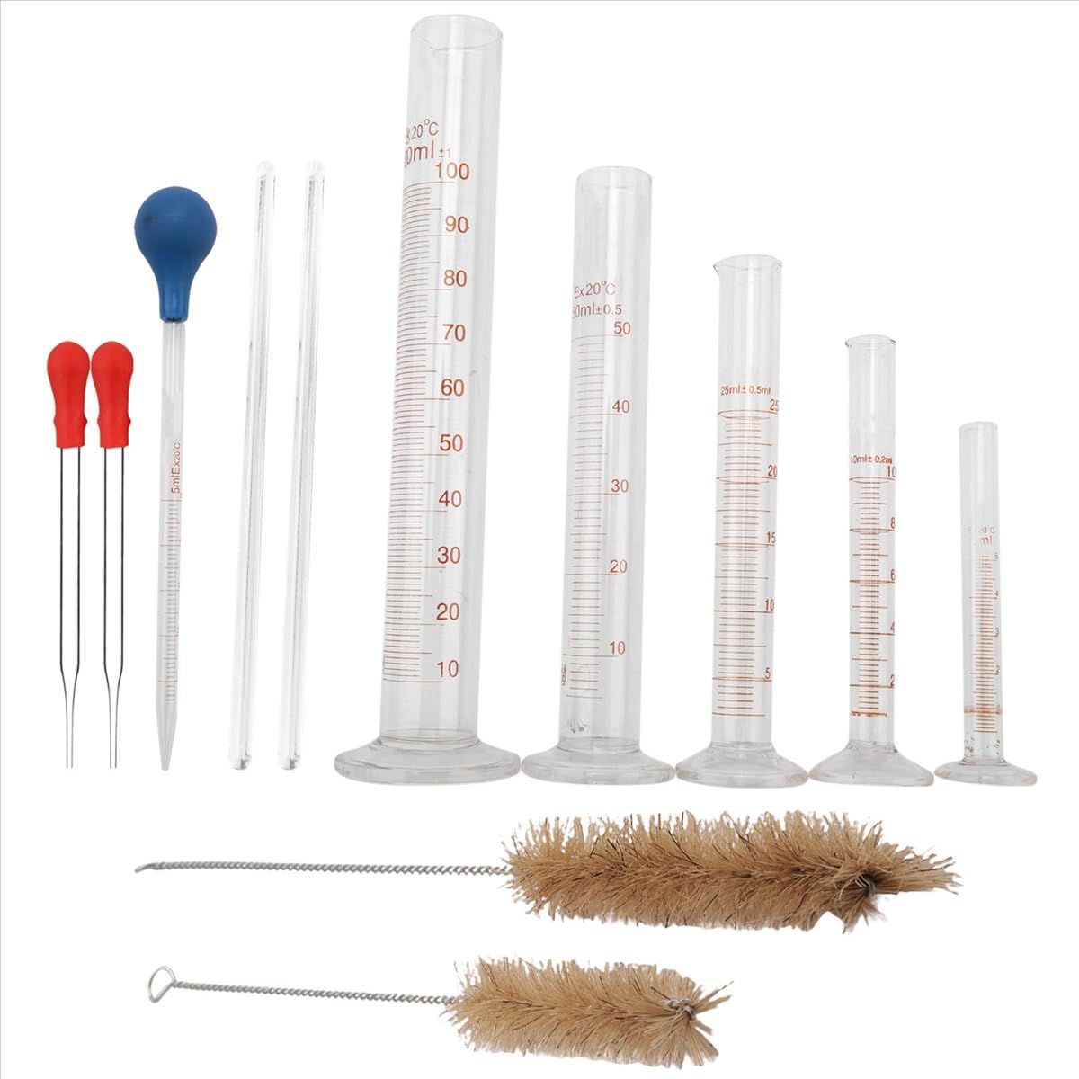 Qlhbro Graduated Cylinder Set,Borosilicate Glass Measuring Cylinders In With Pipettes/Stirring Rods/Clean Brush