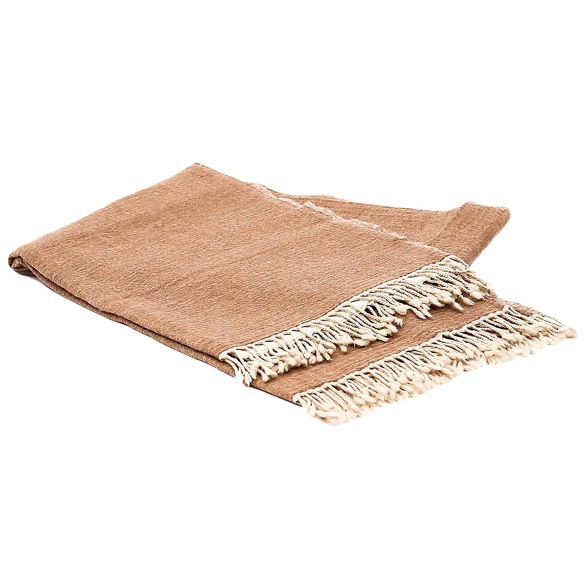 Home Evolution Handloomed Cashmere Pashmina Throw Blanket - 60 X 90 Inch - Taupe Brown