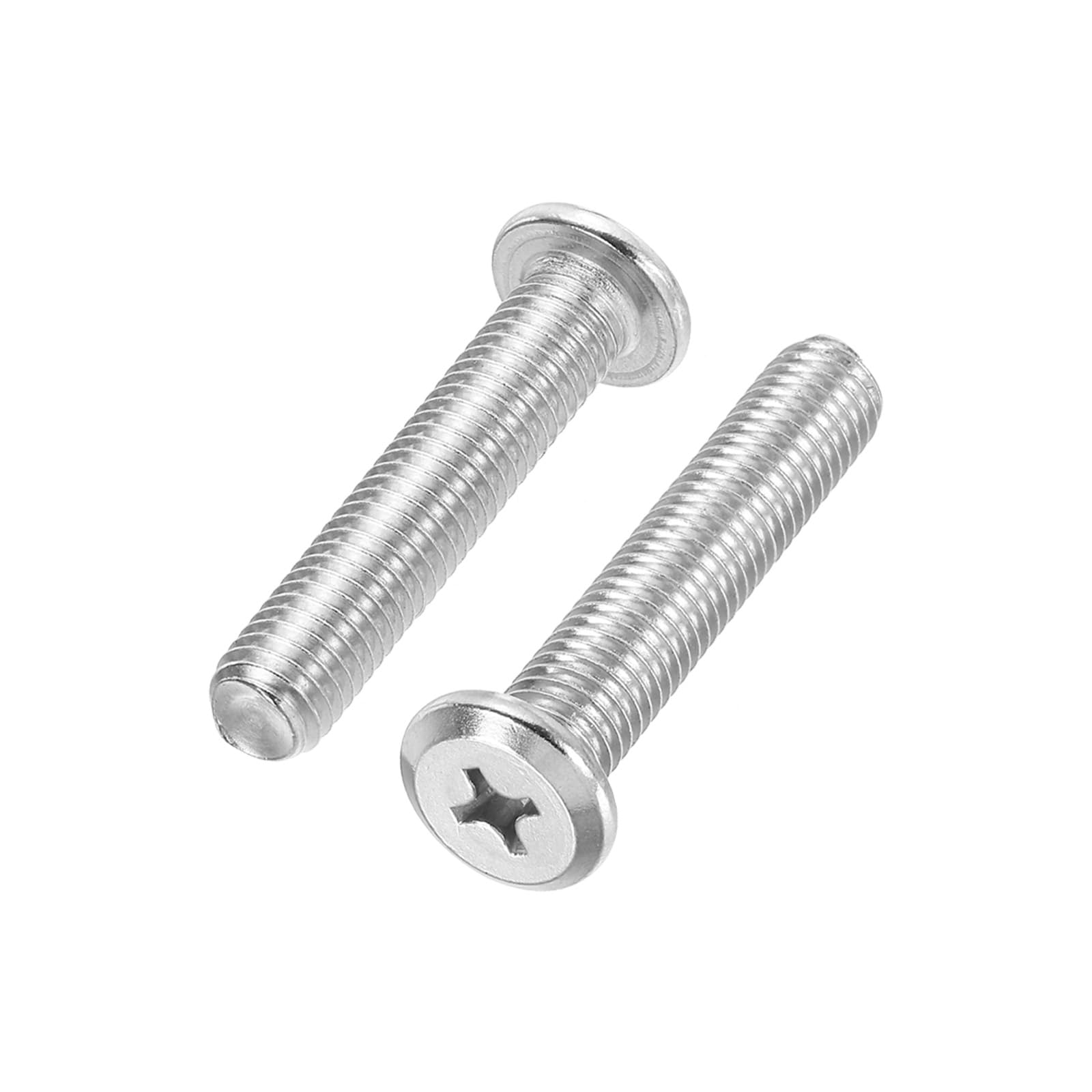 PATIKIL Flat Round Head Phillips Screws, 2 Pack M10-1.5 x 50mm Binding Screws 304 Stainless Steel 18-8 Full Thread